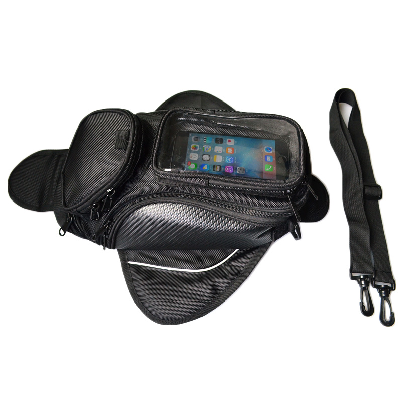 Magnetic Tank Bag - 新しい防水モータータンクバッグブラックオイル燃料タンクバッグ磁気バイクサドルバッグシングルショルダーバッグオートバイバックパック