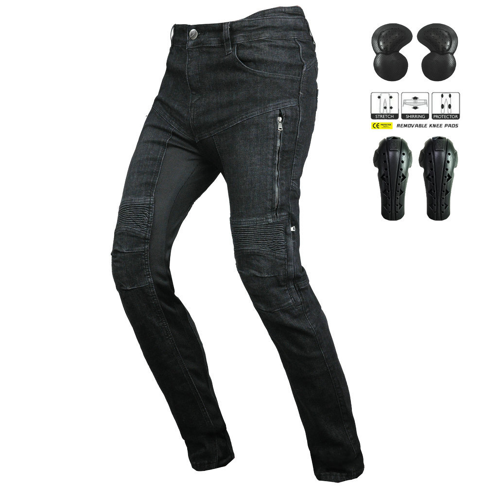 Motorcycle Gear For Summer - オートバイ用ジーンズ 通気性 ハイウエスト バイク用ライディングパンツ モトクロスジーンズ 拡張CEプロテクター付き