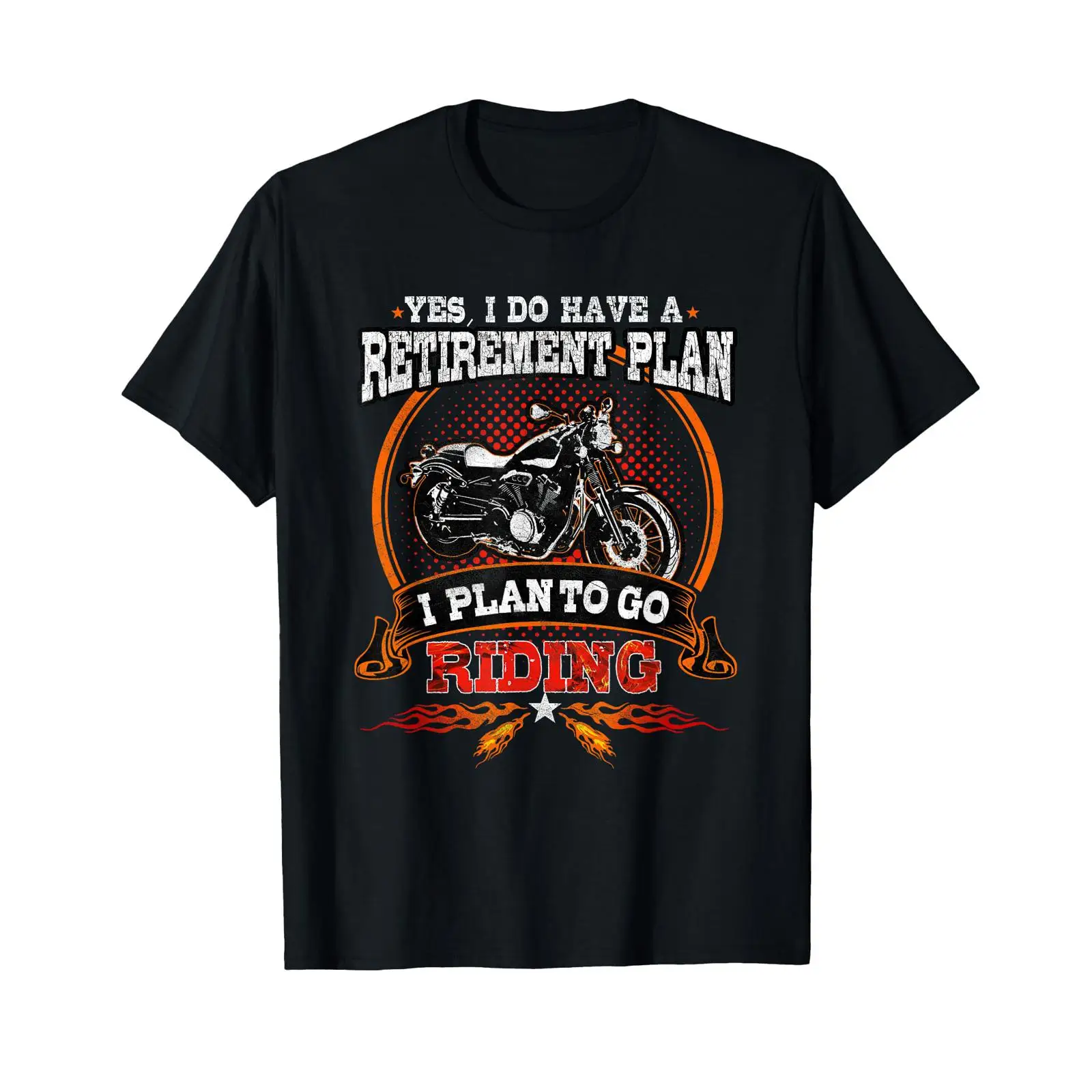 Motorcycle Gear Wash - バイカーギア オートバイのレトロな「退職貯金をかけて乗れる」Tシャツ ヴィンテージウォッシュ加工 ストリートウェアトップス 日常着用 グラフィック付き