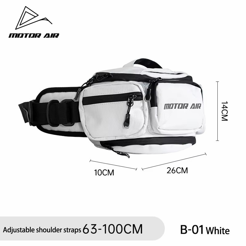 Motorcycle Gear With Airbag - モーターエアホワイト バイク用サイクリングウエストバッグ チェストパック クロスボディバッグ アウトドアライディングギアパッケージ 防水レインカバー付き